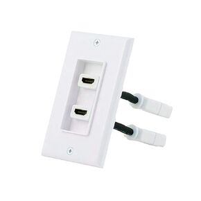 Monoprice Two-Piece Inset Wall Plate with 4 Inch Built-in Flexible High Speed HDMI Cable With Ethernet - Dual Port (2P)
