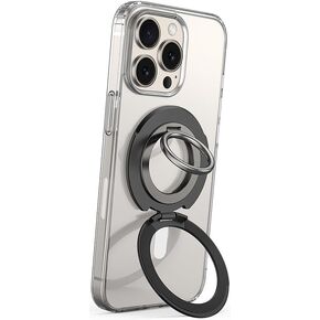 metisinno Magnetic Phone Ring Holder Compatible with MagSafe Phone Grip and Stand, Adapter Ring Sticker for MagSafe Included, Wireless Charging Compatible, Black