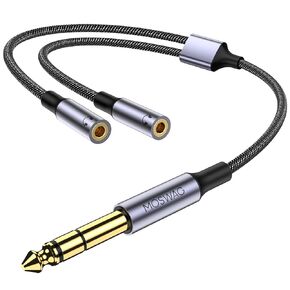 MOSWAG 1/4 inch TRS to Dual 1/8 Female Y Cable, 6.35mm to Dual 3.5mm Female Y Splitter Cable, 1/4 Inch to Dual 1/8 Inch Headphone Adapter Compatible Headphones etc