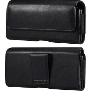 Miimall Compatible Samsung Galaxy Z Fold 6/5/4/3/2 Phone Pouch Holster Belt Case, Leather Pouch with Belt Loop +Magnetic Closure for Fold Phone Holster Pouch for Galaxy Z Fold 6/Z Fold 5/4/3/2(Black)