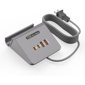 WUKUR Multiple USB Charger Station with USB and USB C Charging Station for Multiple Devices, USB C Charger for iPhone 15/Pro/Pro Max/Samsung Galaxy, Google Pixel,HTC(Grey-25W)