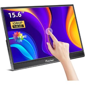 شاشة محمولة تعمل باللمس، شاشة 15.6 بوصة 1920x1080 USBC محمولة مع شاشة HDMI USBC فائقة النحافة IPS، التوصيل والتشغيل، شاشة خارجية HDR لأجهزة الكمبيوتر المحمول والكمبيوتر الشخصي والهاتف Mac Xbox ومكبرات الصوت in Kuwait