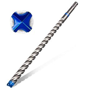 toolant Rotary Hammer Drill Bits Set SDS Plus Bits 1/4"*12" 1pc,Impact Rotary Hammer Carbide-Tipped 4 Flutes Drill Bit for Bricks, Blocks, Stone