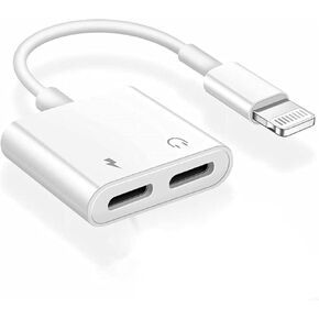 [Apple MFi Certified] iPhone Headphones Adapter Splitter, 2 in 1 Dual Lightning Audio Charger Cable Aux Audio Adapter Converter Compatible for iPhone 14/13/12/11/Pro Max/XS/XR/X/8/7/6/Plus/5/5e