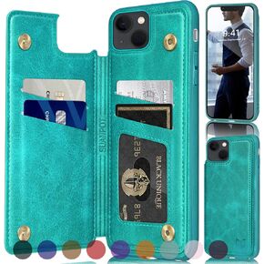 SUANPOT لهاتف iPhone 13 (NON 13Pro) 6.1 بوصة 5G مع حافظة محفظة RFID وحامل بطاقة الائتمان، حافظة هاتف من جلد البولي يوريثان قابلة للطي وغطاء مقاوم للصدمات للهاتف المحمول للنساء والرجال لهاتف Apple 13 محفظة بني فاتح