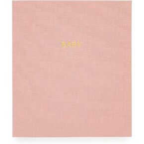 Sugar Paper Baby Book, Rose Linen Book Cloth Cover, Guided Memory Book to Capture Photos and Keepsakes From Your Child's First Year