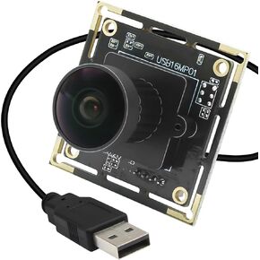 MMlove 16MP USB Camera Module 10fps/30fps Webcam 170° Wide Angle Fisheye Lens Lightburn Camera with IMX298 Image Sensor Plug&Play Embedded Computer Camera for Video Conference/Laptop/PC/Raspberry Pi