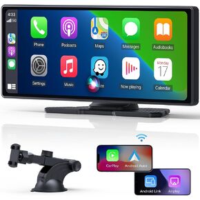 CarPlay Screen for Car Compatible with Apple Carplay & Android Auto,9.3" Portable Wireless Carplay Touchscreen with Phone Mirroring/Auto Brightness Adjust/Voice Control/Navigation/Bluetooth Car Stereo