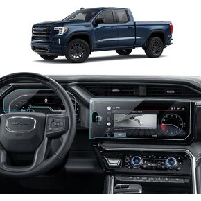 Sierra 1500 Accessories for 2022-2024 GMC Sierra 1500& 2024 Sierra 2500HD 3500HD 13.4’’ Navigation Screen Protector + 12.3’’ Dashboard Protector Film Tempered Glass