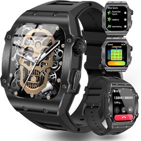 Smart Watch (Dial/Call) Outdoor Sports Watch for Men Waterproof Smartwatches 1.91 Super Large HD Touch Screen Heart Rate and Sleep Monitor Bluetooth Call for iOS Android Phone，55 Orange