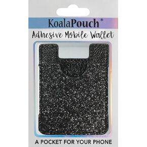 Glitter Koala Pouch - Phone Card Holder, Stick On Wallet (Black)