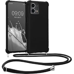 kwmobile Crossbody Case Compatible with Motorola Moto G Stylus 5G (2023) Case - TPU Silicone Cover with Strap - Black