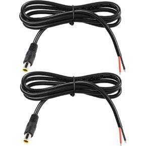GINTOOYUN 2 Pack DC7909 Power Pigtails Cable, 12V DC 8mm Male Plug to Bare Wire Open End Power Wire Supply Repair Cable, 16AWG DC 7.9 x 5.5mm Barrel Connector Pigtail for Solar Cell, Laptop Power(1m)