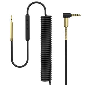 QC35 Coiled Audio Cable Aux Cord, 2.5mm to 3.5mm Audio Cable Compatible with Bose 700 Quietcomfort 35 II/35/25 On-Ear 2/OE2i Soundtrue/Soundlink, with in-line Mic Volume Control