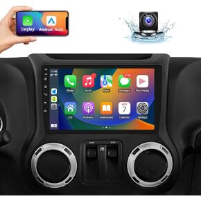 Naifay Android Car Radio Stereo for Jeep Wrangler JK Compass Grand Cherokee Dodge Ram 1500 with CarPlay Android Auto, 2+32G TouchScreen Car Radio Bluetooth/in Dash GPS Navigation/WIFI/SWC/Camera