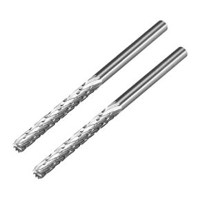 uxcell HSS Rotary Files 1/8" Shank, Double Cut Top Toothed Cylinder Shape Rotary Burrs Tool 3mm Dia, for Die Grinder Drill Bit Wood Soft Metal Carving Polishing Model Engineering, 2pcs