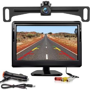 Kairiyard Backup Camera with 4.3in Monitor Kit, Reverse Rear View Camera 170° Wide Angle DIY Grid Lines Vehicle License Plate Back up Camera Systems for Car Truck SUV
