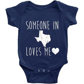 Someone in Texas Loves Me Super Cute Boys and Girls Universal Short Sleeve Bodysuits Navy