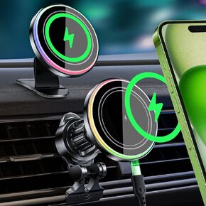 MANKIW for Magsafe Car Mount Charger,15W Wireless Magnetic Car Mount Charger for iPhone 15 ProMax Plus 14 13 12，Fast Charging Carmount Magnet Car Phones Holders Fits for Magsafe Charger Case
