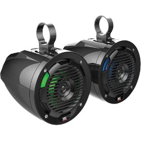 MTX MUD65PL Mud Series 6.5 Inch 50 Watt RMS Handlebar Cage Mount Weatherproof Coaxial Motorcycle ATV UTV Speaker Pair with RGB LED Lights
