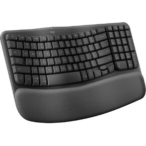 Logitech Wave Keys Wireless Ergonomic Keyboard with Cushioned Palm Rest, Comfortable Natural Typing, Easy-Switch, Bluetooth, Logi Bolt Receiver, for Multi-OS, Windows/Mac - Graphite (Renewed)