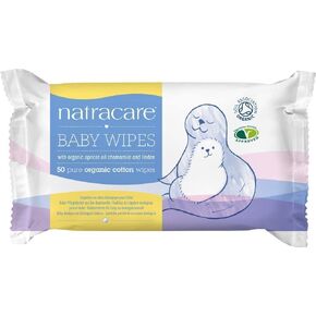Natracare Organic Cotton Baby Wipes 50 ct (12-Pack)