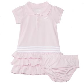 adidas Baby Girls Short Sleeve Active Polo Ruffle Dress, Clear Pink Set