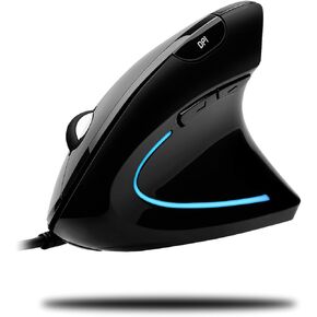 Adesso iMouseE1 - Vertical Ergonomic Illuminated Optical 6-Button USB Mouse - Right Hand Orientation, Black