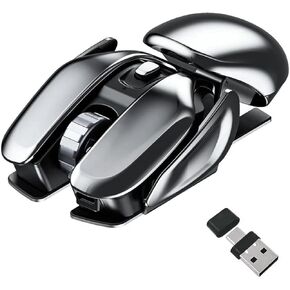 Wireless Mouse,Ergonomic Design with Three-Level DPI Adjustment,USB and Type C 2-in-1 Receiver Wireless Mouse for Laptop,PC,Computer,MacBook and All USB Type C Devices-Metallic Gray