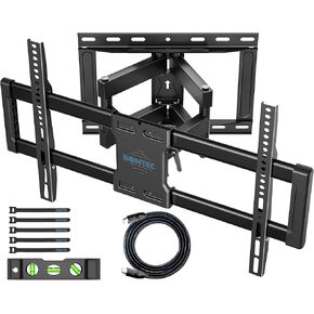 BONTEC Full Motion TV Wall Mount for 37-86 Inch TVs Hold up to 144lbs, Swivel & Tilt TV Mount Extendable Double Arm Fits 16" Studs, Max VESA 600x400mm with Hole Drilling Template