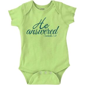Brisco Brands He Answered Samuel 1:17 Christian Baby Bodysuit Jumper Girls