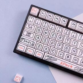 PBT Keycaps 126 Keys Cute Graffiti Keycaps Set, XDA Profile, Dye-Sublimation Keycaps for Cherry Gateron MX Switches Mechanical Keyboard
