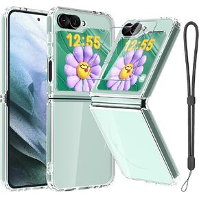 RMOCR for Samsung Galaxy Z Flip 6 Case, Clear Shockproof Phone Cover, Ultra-Thin Slim Fit Hard PC Protective Cases for Samsung Z Flip 6, Black