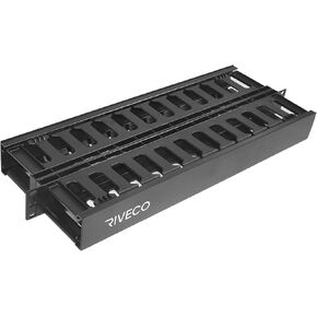 RIVECO 1U 2-Sides Cable Management both Front & Rear Cable Raceway for Network Rack Server Cabinet Wire Managing 19" Plastic Black