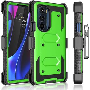Tekcoo For Motorola Edge Plus 5G UW 2022 | Moto Edge+ 30 Pro X30 | XT2201 Case Holster Clip [Tshell] Shock Absorbing [Built-in Screen] [Kickstand Locking Belt] Swivel Full Body Carrying Covers - Black