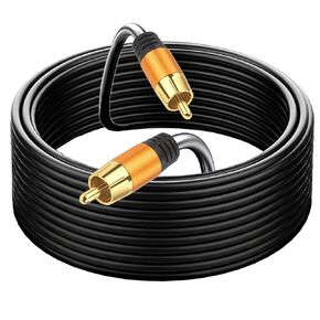 Digital Coaxial 75FT Audio Cable,1RCA Male to 1RCA Male Subwoofer Cable RCA Video Cable for Subwoofer, Home Theater, Video/Audio Subwoofer Rear View Parking Camera