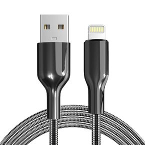 Metal Braided iPhone Charging Cable [Apple MFi Certified, Apple CarPlay] Heavy Duty iPhone Fast Charging Cable 304 Stainless Steel Indestructible Lightning Cable, Pet Chew Proof Data Sync Cable 3.3ft