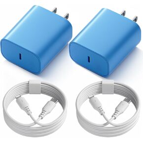 Phone Charger Fast Charging, 2 Pack 20W PD USB C Wall Fast Charger Block with 6FT Type C to Lightning Cable, Fast Charging Cable Compatible for Phone 14/13/12/11/Pro/Pro Max/Mini/XS/X
