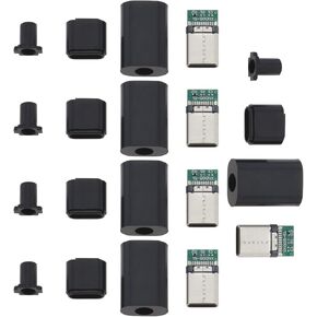 Create idea 5 Set USB 3.1 Type-C DIY Male Plug Connector Replacement DIY 24pin USB 3.1 Type C USB-C Male OTG Host Type 5.1k Resistor Electrical Accessories Black