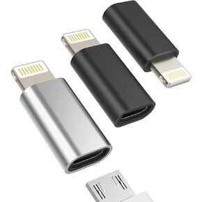 3 Pack Micro USB Female to Lightning Male Adapter, Zoyuzan Brand, Compatible with Cellular Phones and Headphones, 12 Month Warranty