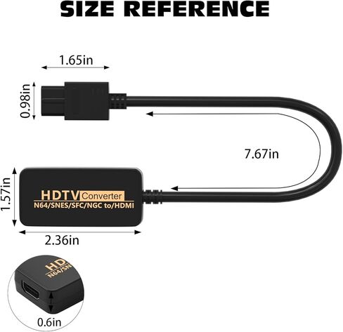 محول N64 إلى HDMI مع كابل HDMI لـ NGC Super NES، تحويل إشارة الفيديو N64 إلى إشارة HDMI، يدعم تحويل 16:9 و4:3 in Kuwait