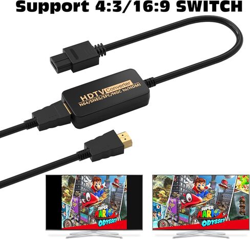 محول N64 إلى HDMI مع كابل HDMI لـ NGC Super NES، تحويل إشارة الفيديو N64 إلى إشارة HDMI، يدعم تحويل 16:9 و4:3 in Kuwait
