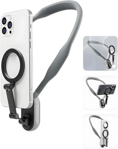حامل مغناطيسي للرقبة للهواتف، حامل هاتف خلوي معلق على الرقبة POV/Vlog Selfie Selfie قلادة بدون استخدام اليدين حزام الهاتف تسجيل فيديو لهاتف iPhone 15 14 13 12 وهواتف Android لمنشئي المحتوى in Kuwait