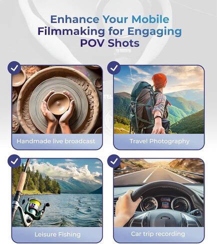 حامل مغناطيسي للرقبة للهواتف، حامل هاتف خلوي معلق على الرقبة POV/Vlog Selfie Selfie قلادة بدون استخدام اليدين حزام الهاتف تسجيل فيديو لهاتف iPhone 15 14 13 12 وهواتف Android لمنشئي المحتوى in Kuwait