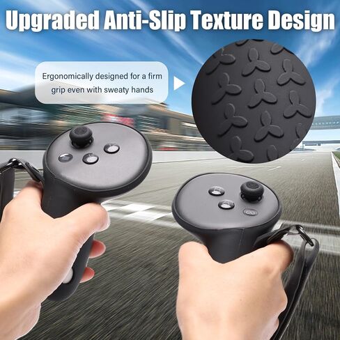 غطاء مقابض وحدة التحكم لملحقات Oculus Meta/Quest 3، حزام قبضة وحدة التحكم الصغيرة لأجهزة التحكم الواقع الافتراضي، واقي أغطية السيليكون مع أشرطة مفصل قابلة للتعديل in Kuwait