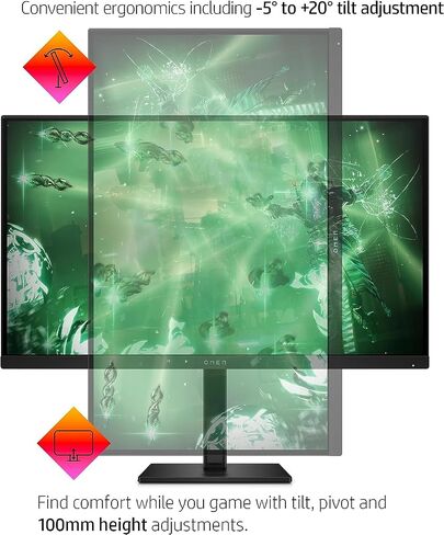شاشة HP OMEN 27q 27 بوصة QHD للألعاب 165 هرتز IPS 1ms AMD Freesync Premium Console متوافقة مع DisplayPort Dual HDMI VESA قابلة للتركيب للكمبيوتر المحمول PS5 Xbox Desk Setup، أسود (متجدد) in Kuwait