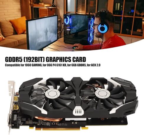 بطاقة رسومات Zopsc GTX 1060 GDDR5 مزدوجة المروحة للكمبيوتر المكتبي 4K HDR 8008 ميجا هرتز لـ GTX 1060 6GB، GTX 1060 5GB، GTX 1060 3GBGTX 1060 6GB، GTX 1060 5GB، GTX 1060 3GB.(5GB) in Kuwait