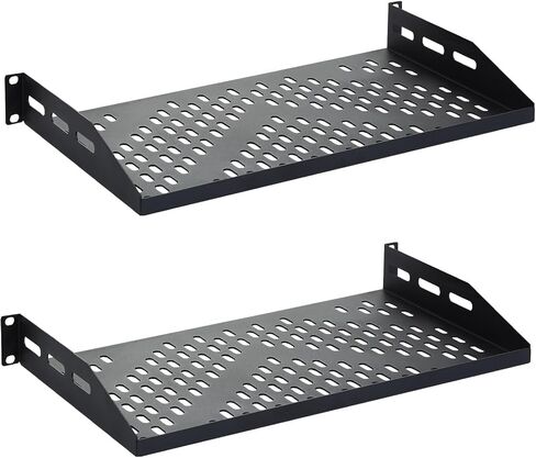 Server Vented Shelf - 2-Pack 19 Inches, 10'' Deep, 1U Universal Integration Server Vented Rack Mounting Tray For Good Airflow, Cantilever Mount, Device and Equipment Wall Mounting - Black in Saudi Arabia