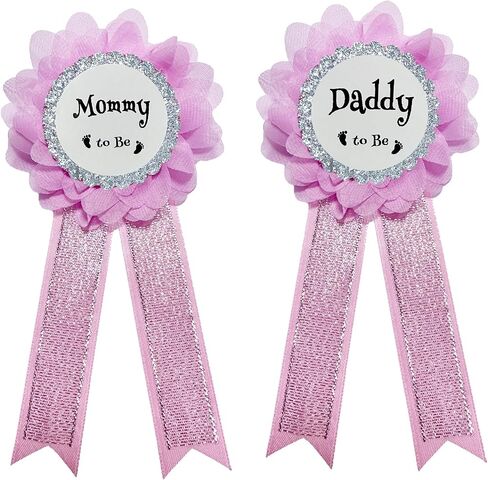 Daddy to be & Mommy to be Corsage Pins Kit, Baby Shower Photo Props New Dad Mom Gifts Rosette Button for Gender Reveals Party Celebration in Saudi Arabia