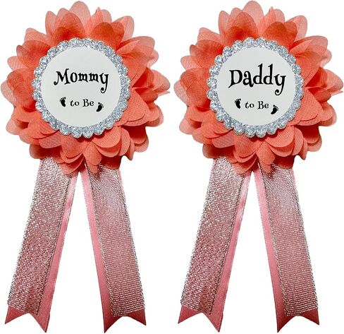Daddy to be & Mommy to be Corsage Pins Kit, Baby Shower Photo Props New Dad Mom Gifts Rosette Button for Gender Reveals Party Celebration in Saudi Arabia
